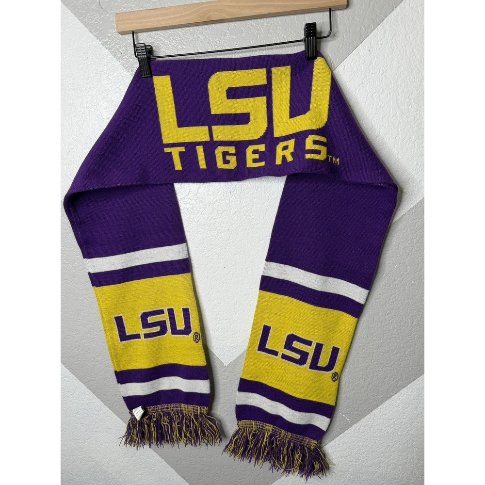FOREVER COLLECTIBLES LSU Tigers Scarf Neck Tie Knit Purple Yellow